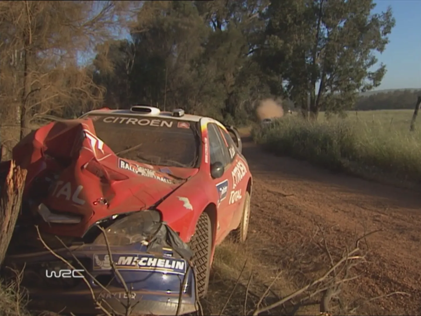 Loeb's Xsara following his crash on Saturday